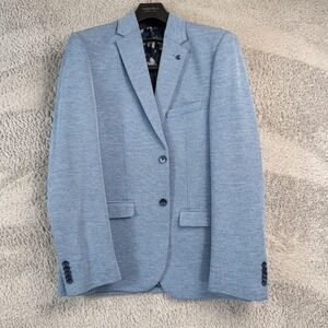 Soul of London Blazer Mens 42R Light Blue Textured Sport Coat Floral Lining NEW